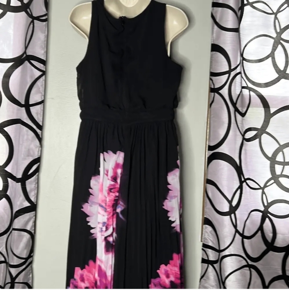 Ignite Evenings New York Women Formal Pleated Front Maxi Dress Size 16 Floral - Picture 3 of 4